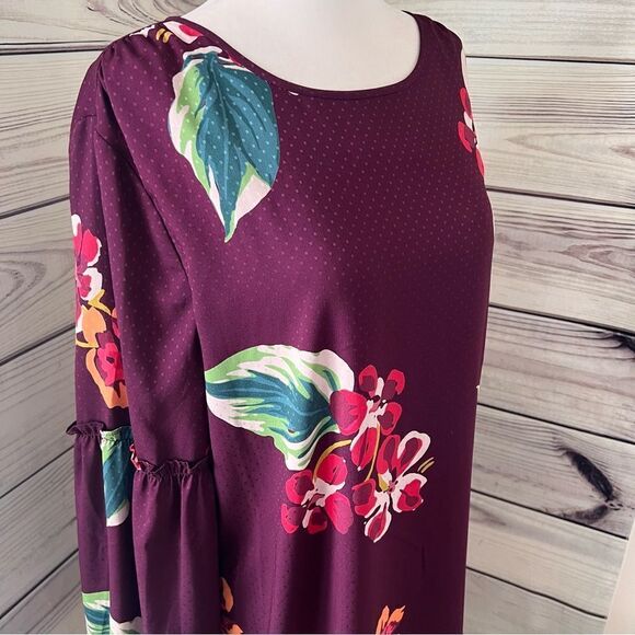 Loft Purple Floral Long Sleeve Shift Dress - Picture 3 of 10